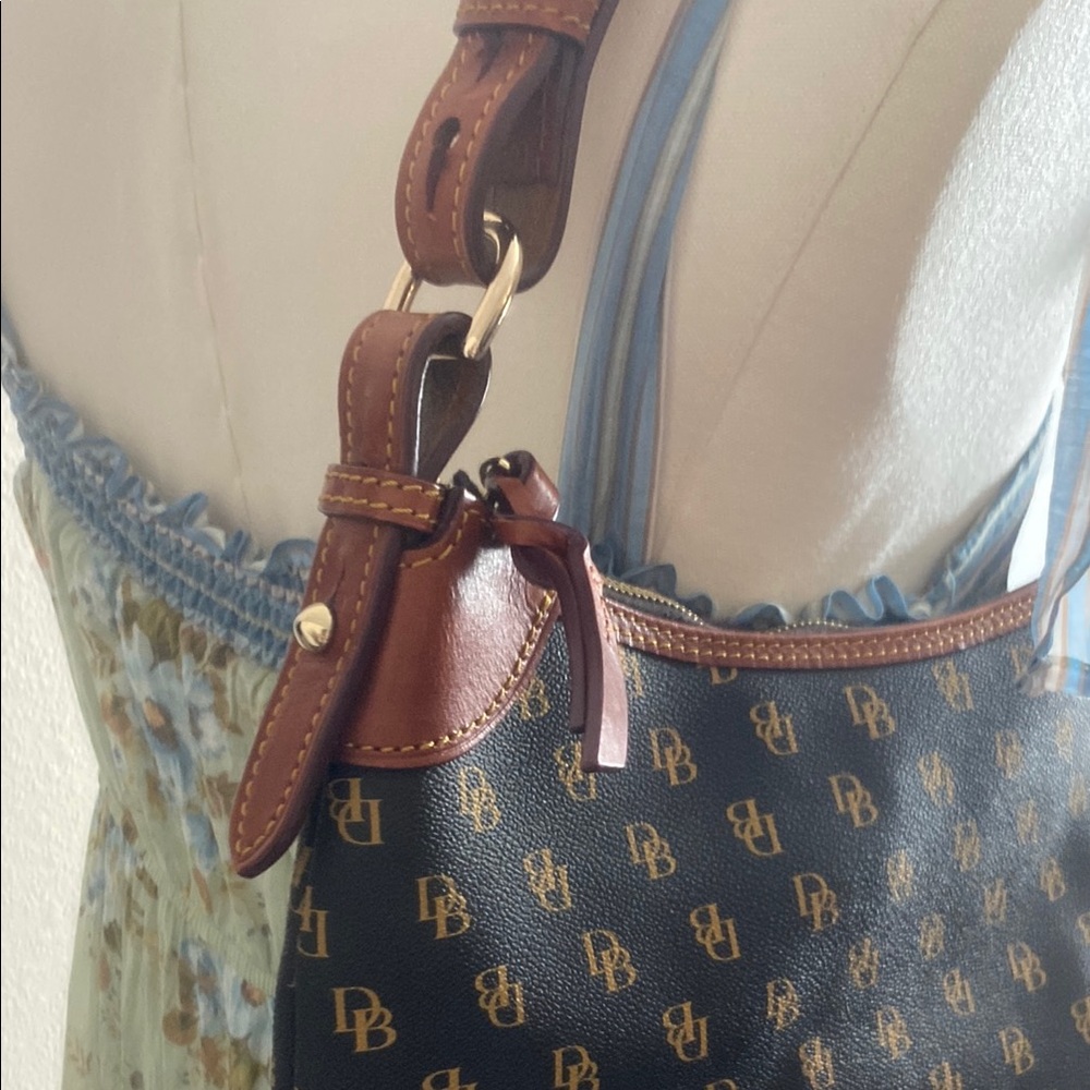 Dooney & Bourke Brown Leather Trim Shoulder Bag - Picture 2 of 7